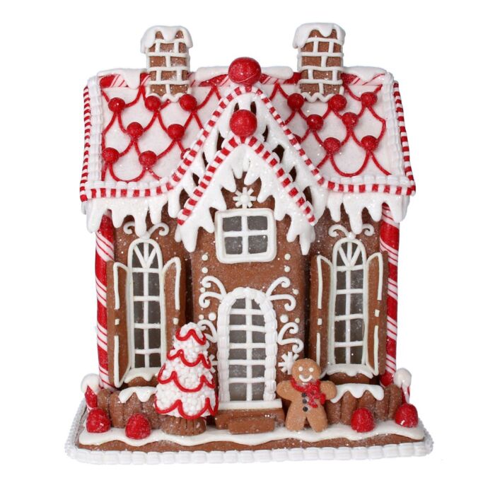 Gisela Graham Acrylic Orn 24cm - Light Up Gingerbread House